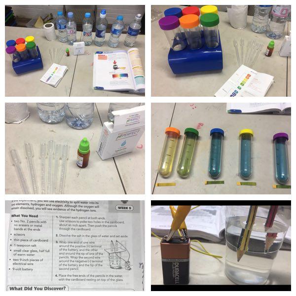 Students test and determine the pH levels of liquids in a Science